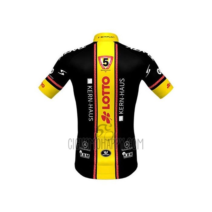 Lotto-kern Haus Cycling Jersey Bib Short 2020 Men Short Sleeve Black Yellow